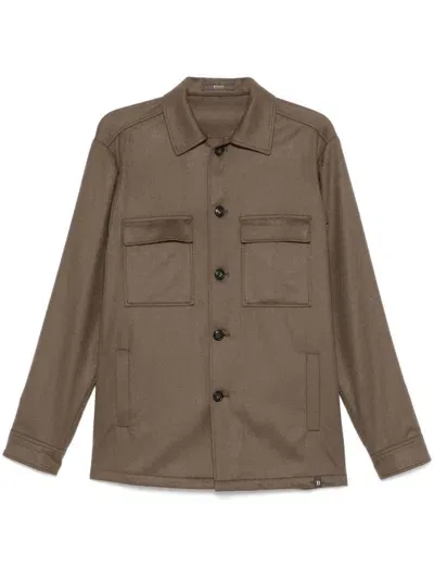 Boggi Milano Cashmere Shirt Jacket In Brown