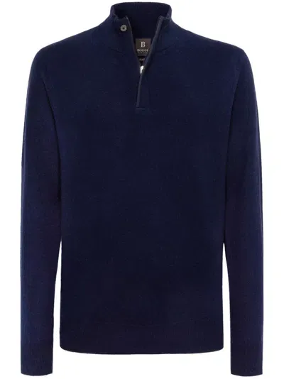 Boggi Milano Half-zip Sweater In Blue