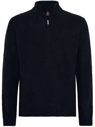 Boggi Milano Half-zip Sweater In Blue