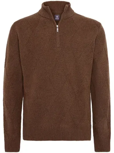 Boggi Milano Half-zip Sweater In Brown