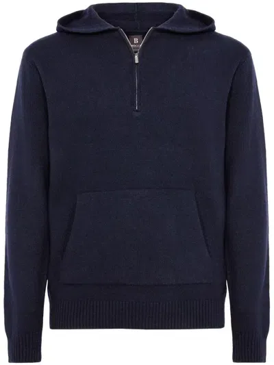 Boggi Milano Half-zup Hood Jumpar In Blue