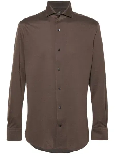 Boggi Milano Japanese-jersey Shirt In Brown