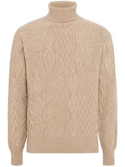 Boggi Milano Knit Polo Neck Jumpar In Brown