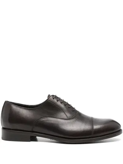 Boggi Milano Leather Oxford Shoes In Brown