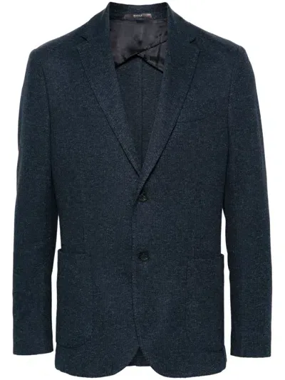 Boggi Milano Mélange Single-breasted Blazer In Blau