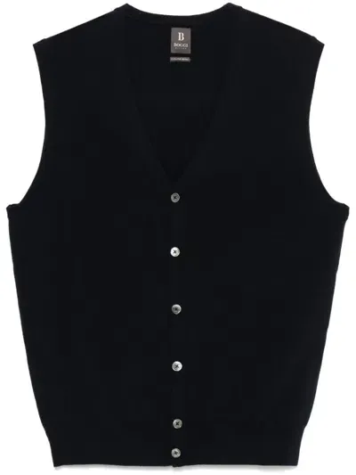 Boggi Milano Merino Wool Vest In Blau