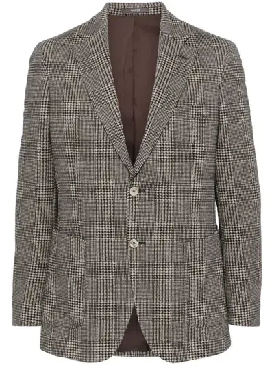 Boggi Milano Prince Of Wales Check Blazer In Brown