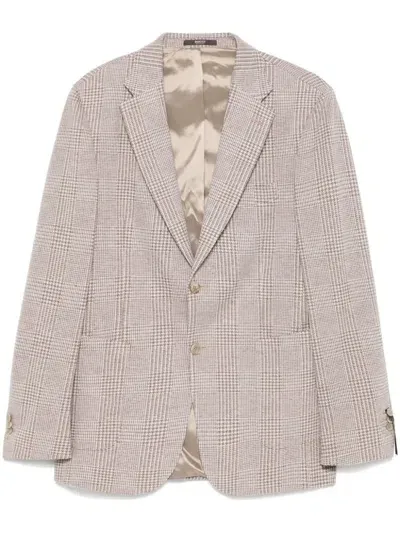 Boggi Milano Prince Of Wales-check Blazer In Neutrals