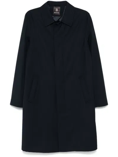 Boggi Milano Single-breasted Trench Coat In Blau