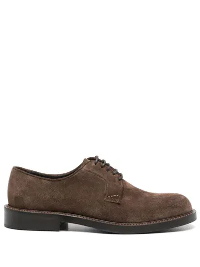 Boggi Milano Suede Derby Shoes In Brown