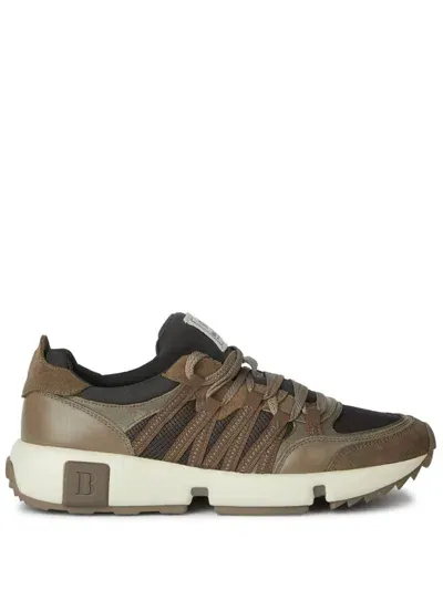 Boggi Milano Technical-fabric Leather Sneakers In Brown