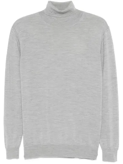 Boggi Milano Turtleneck Wool Sweater In Grey