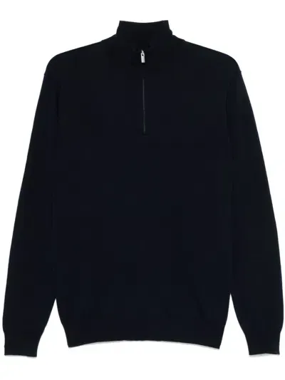 Boggi Milano Zip-up Sweater In Blue