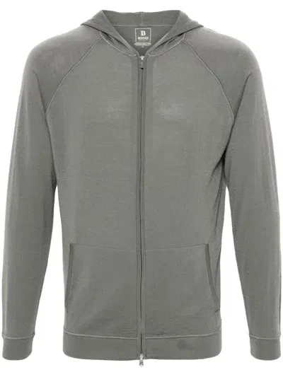 Boggi Milano Zip-up Wool Hoodie In Grün