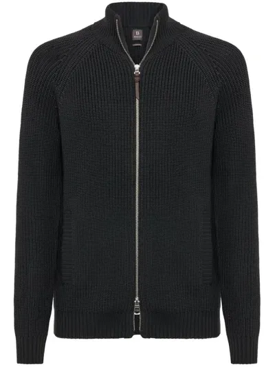 Boggi Milano Zipped Wool Jumper In Black