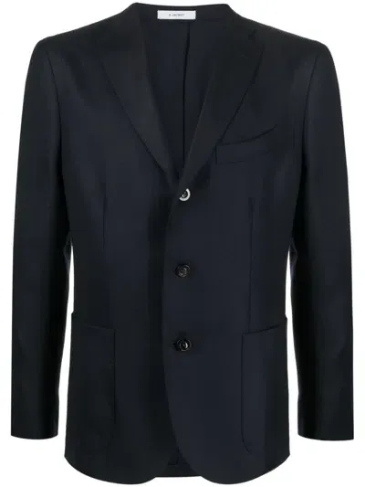 Boglioli Single-breasted Virgin Wool Blazer In Blue