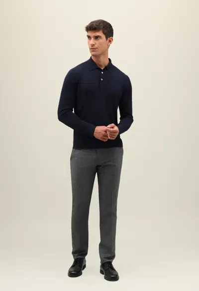 Boglioli Cashmere Long-sleeve Polo In Blue