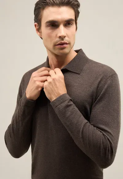 Boglioli Cashmere Long-sleeve Polo In Brown