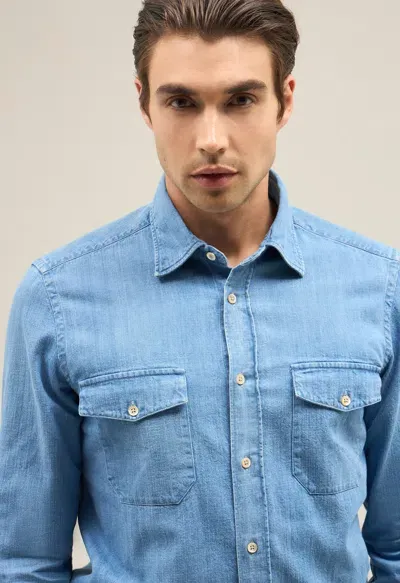 Boglioli Denim Western Shirt In Blue