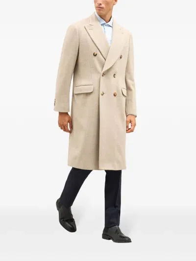 Boglioli Double-breasted Coat In Beige