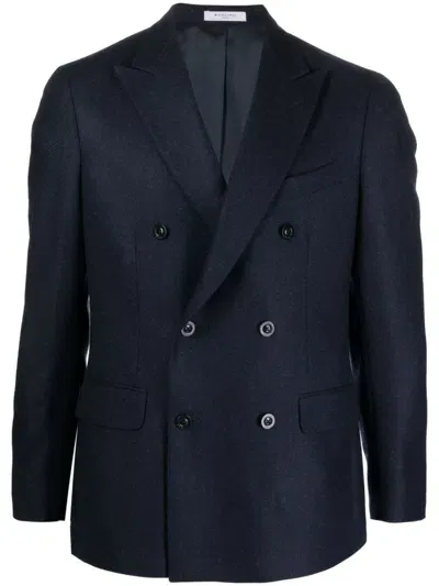 Boglioli Double-breasted Virgin Wool Blazer In Blue