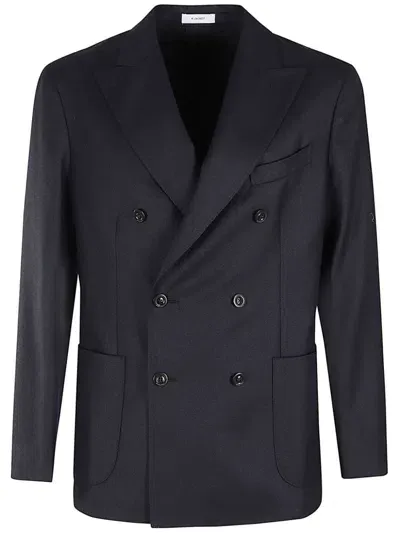 Boglioli Double-breasted Wool Blazer In Blau