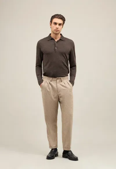 Boglioli Flannel Double-pleated Trousers In Beige