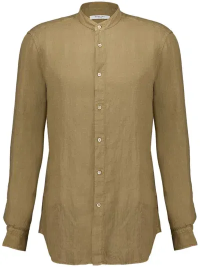 Boglioli Garment-dyed Linen Shirt In Brown