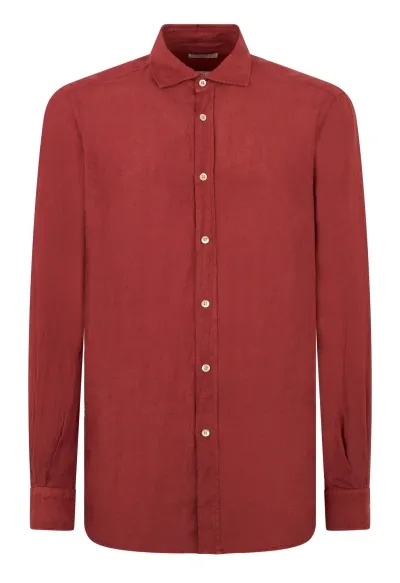 Boglioli Garment-dyed Linen Shirt In Rust