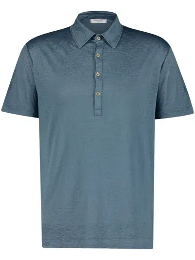 Boglioli Linen Polo Shirt In Blue