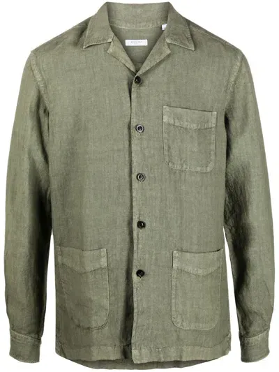 Boglioli Plain Linen Shirt In Grün