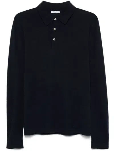 Boglioli Fine-knit Polo Shirt In Blue