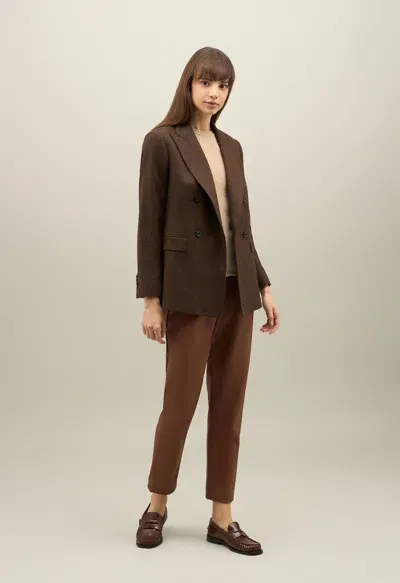 Boglioli Prince Of Wales Flannel Bianca Blazer In Brown