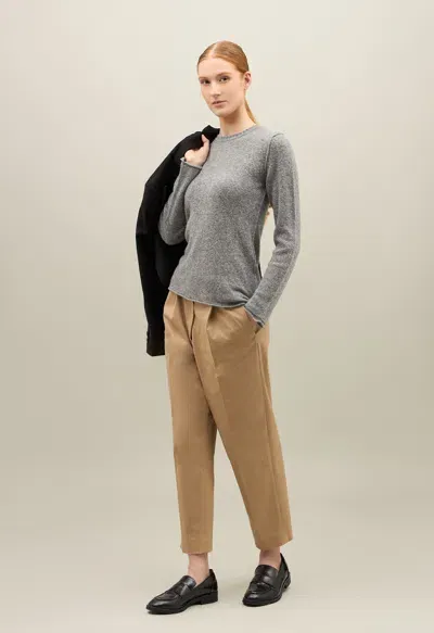 Boglioli Soft Cotton Cropped Trousers In Neutral