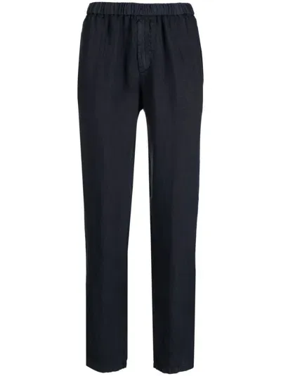 Boglioli Straight-leg Linen Drawstring Trousers In Blue