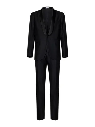 Boglioli Black Virgin Wool Tuxedo Suit