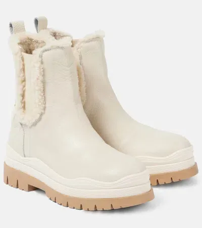 Bogner Chelsea Boots Arosa 8 Aus Leder Mit Shearling In Weiss