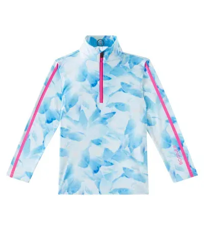 Bogner Kids' Chris Printed Half-zip Technical Top In Blue