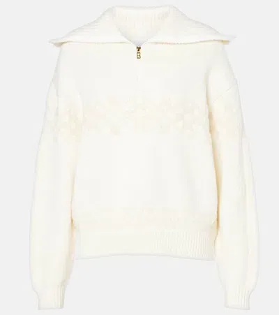 Bogner Elana Jacquard Wool-blend Half-zip Sweater In Off-white