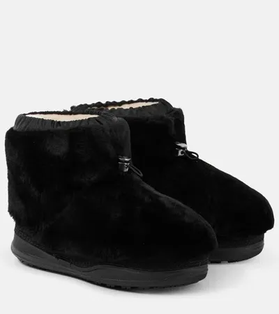 Bogner Shearling-trimmed Leather Ankle Boots In Black