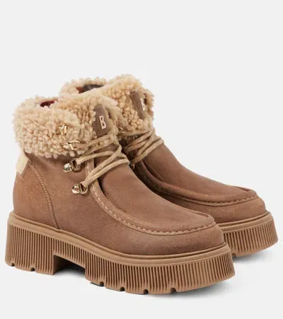 Bogner Turin Suede And Shearling Lace-up Boots In Beige