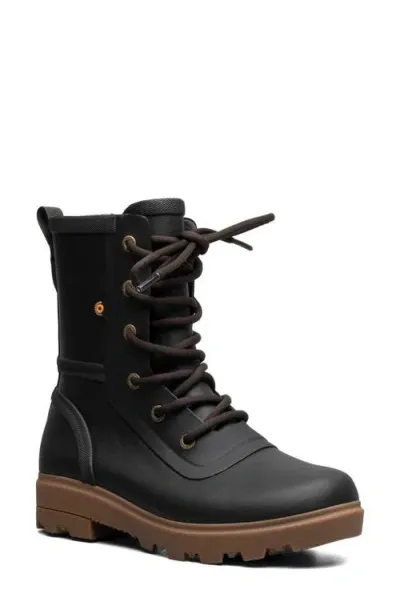 Bogs Holly Lace-up Waterproof Rain Boot In Black