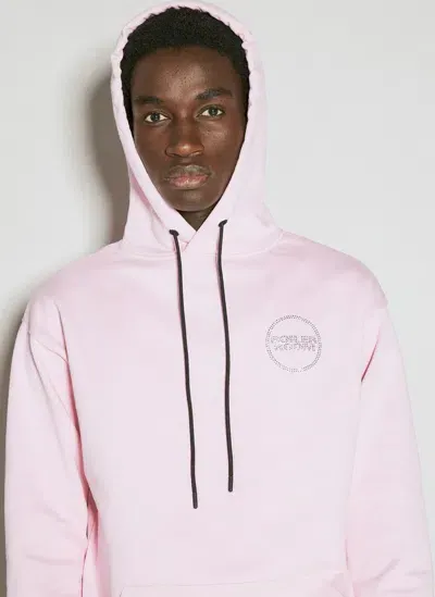 Boiler Room Hooded Sweatshirt With Diamante Logo Motifs In Pink