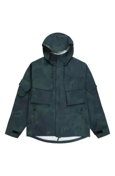 Boiler Room Tie Dye Water Repellent Hooded Jacket In Green Dye