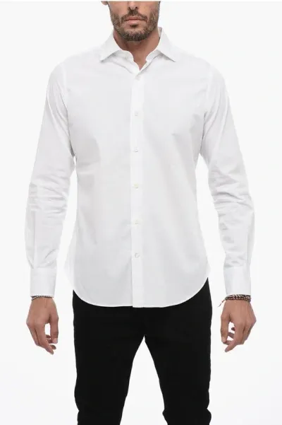 Bolzonella 1934 Spread Collar Poplin Cotton Shirt In White