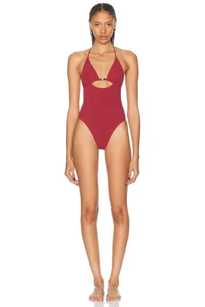 Bond Eye Beaded Fowler One Piece In Carmine Recycled