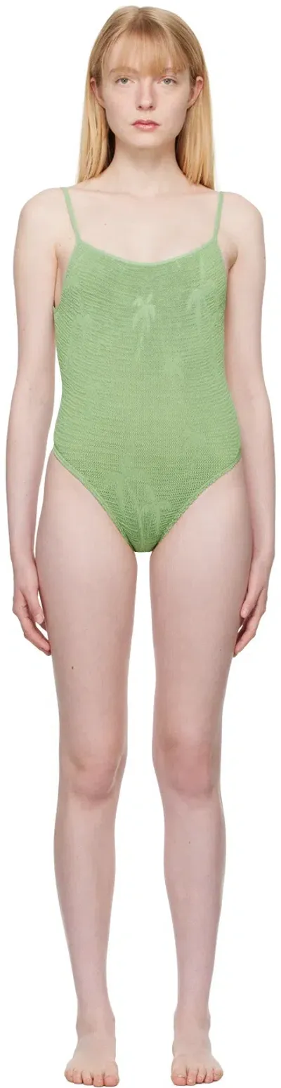 Bondeye Green Low Palace Swimsuit In Matcha Palm