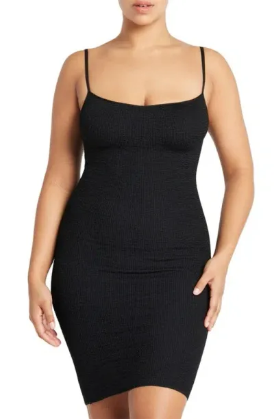 Bondeye Seersucker Bodycon Dress In Black