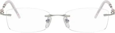 Bonnie Clyde Silver Metal Lisp Glasses In Silver Pink