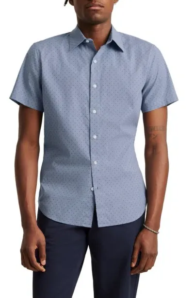 Bonobos Riviera Dot Print Short Sleeve Stretch Cotton Button-up Shirt In Salt Pond Dot